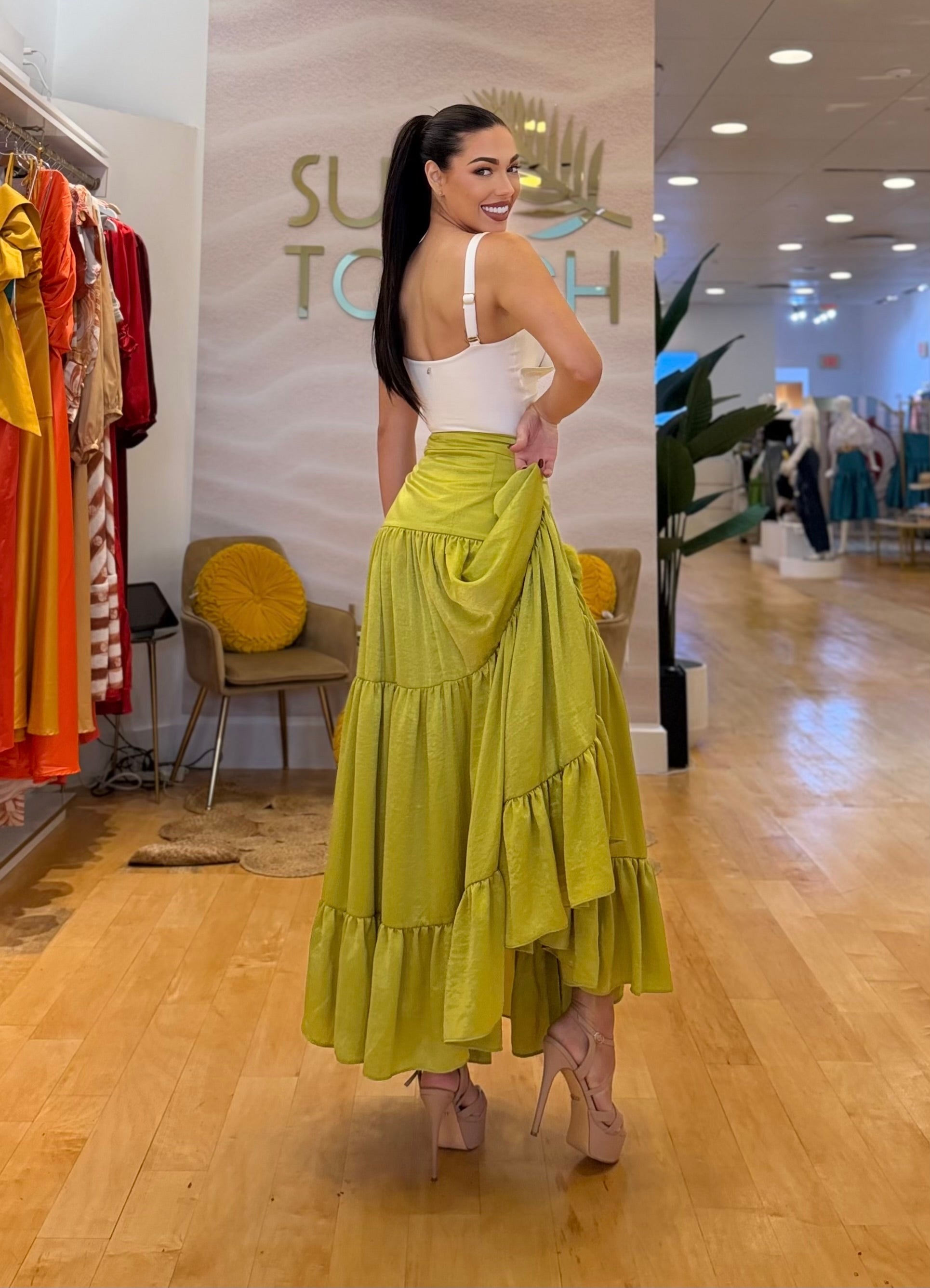 FR Bombshell Skirt Lime Green