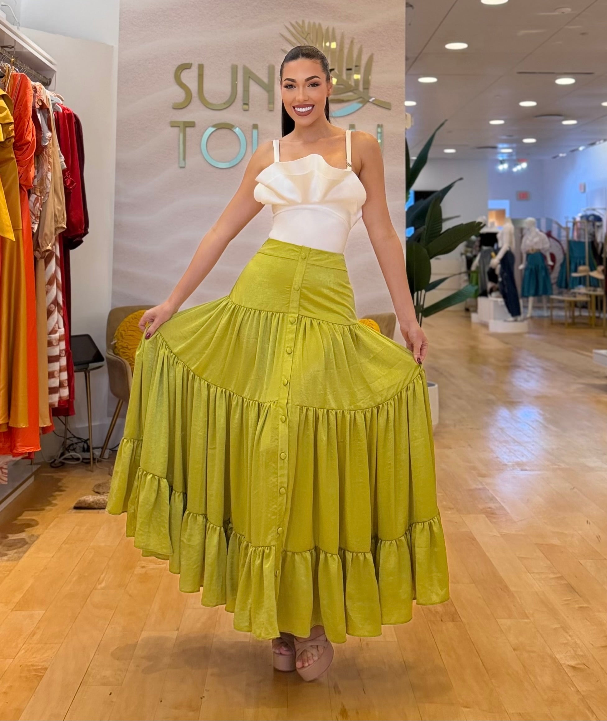 FR Bombshell Skirt Lime Green