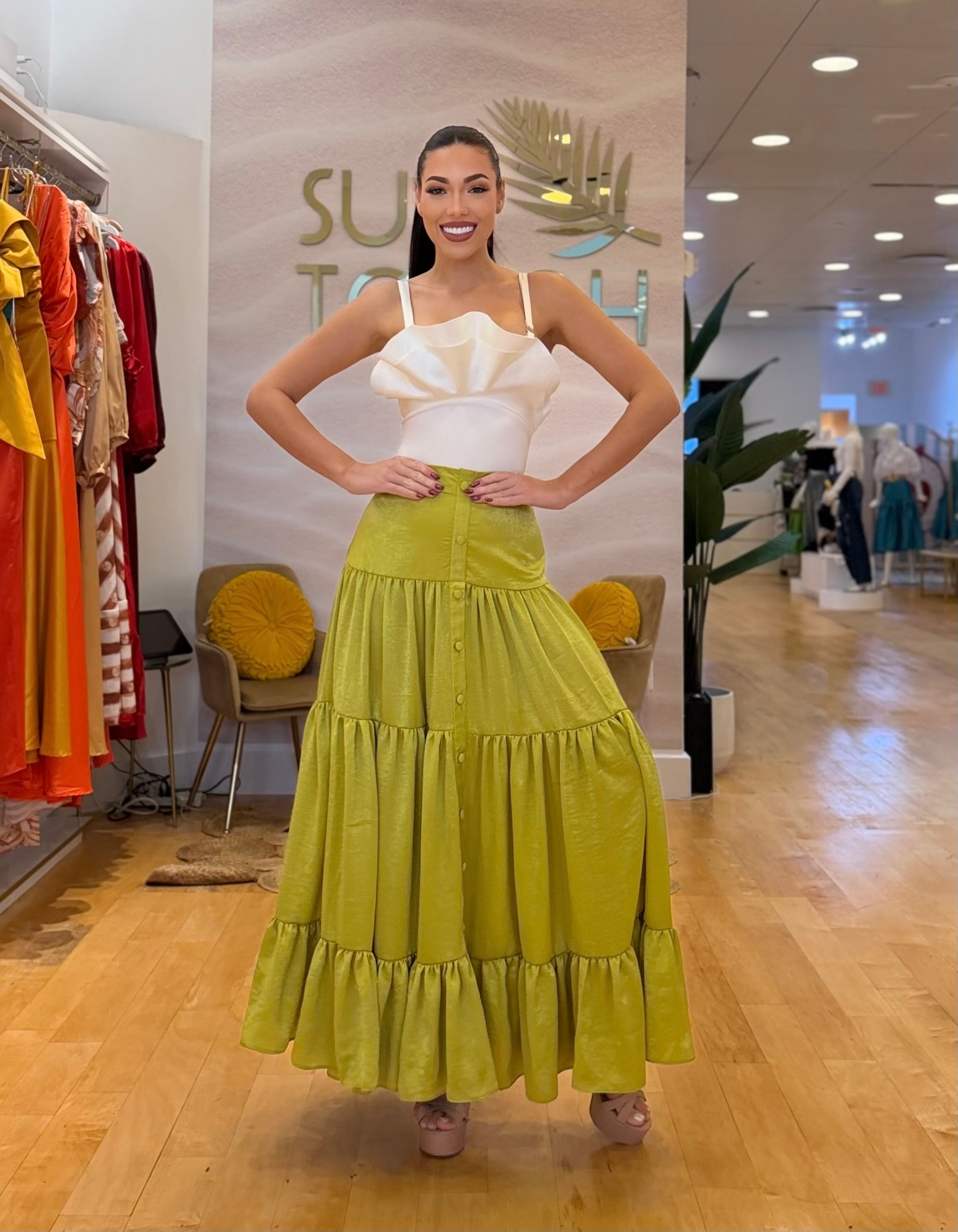 FR Bombshell Skirt Lime Green