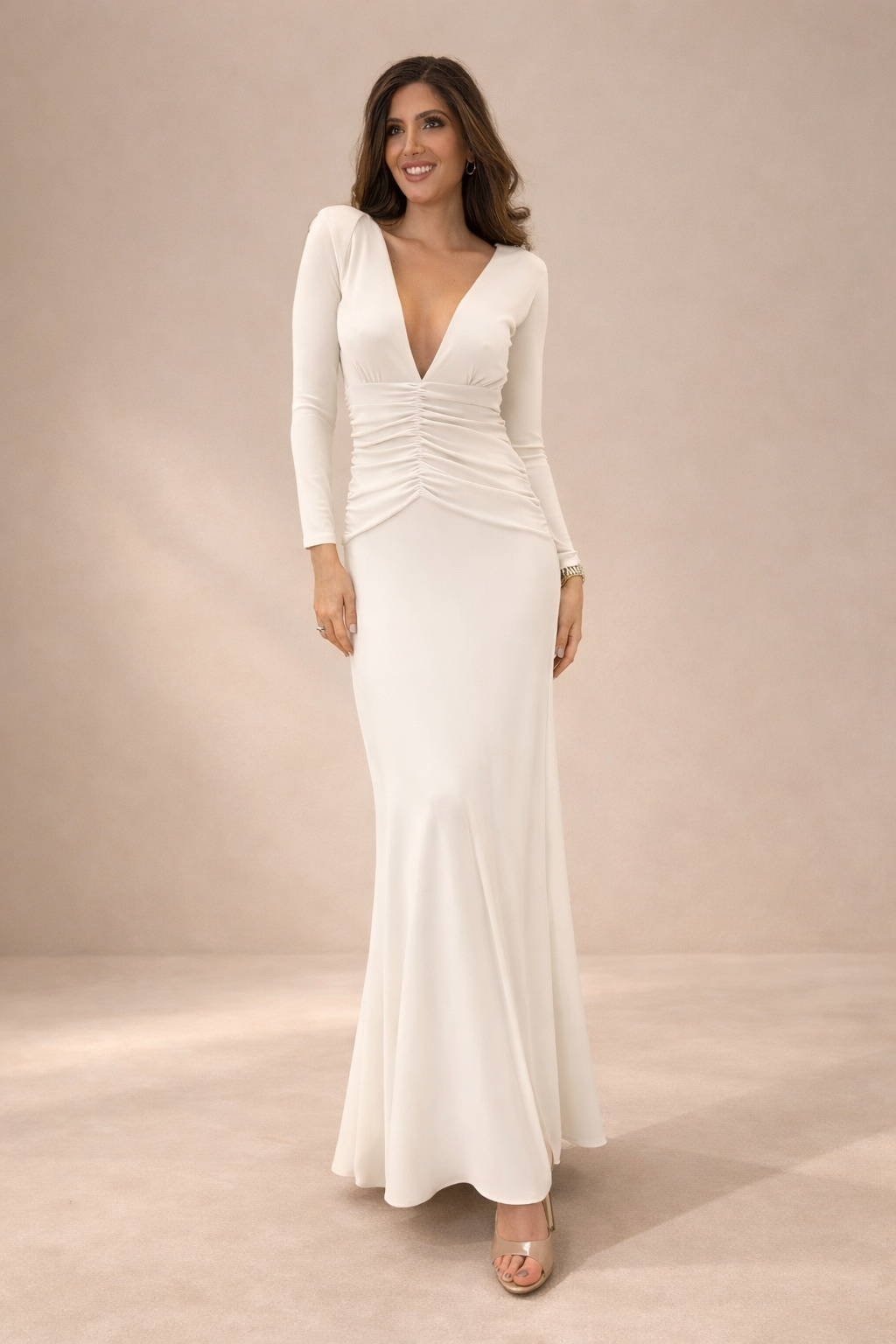 FR Garden Ivory Lycra  Dress