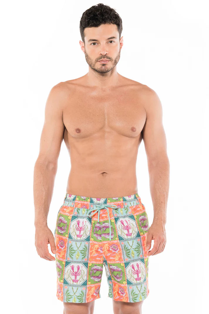 AM Men's Swim Trunks Caribbean Postcards