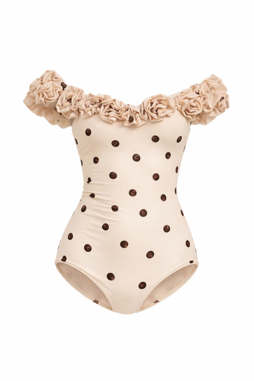 HossH  - Rose Coffee  Dots One Piece