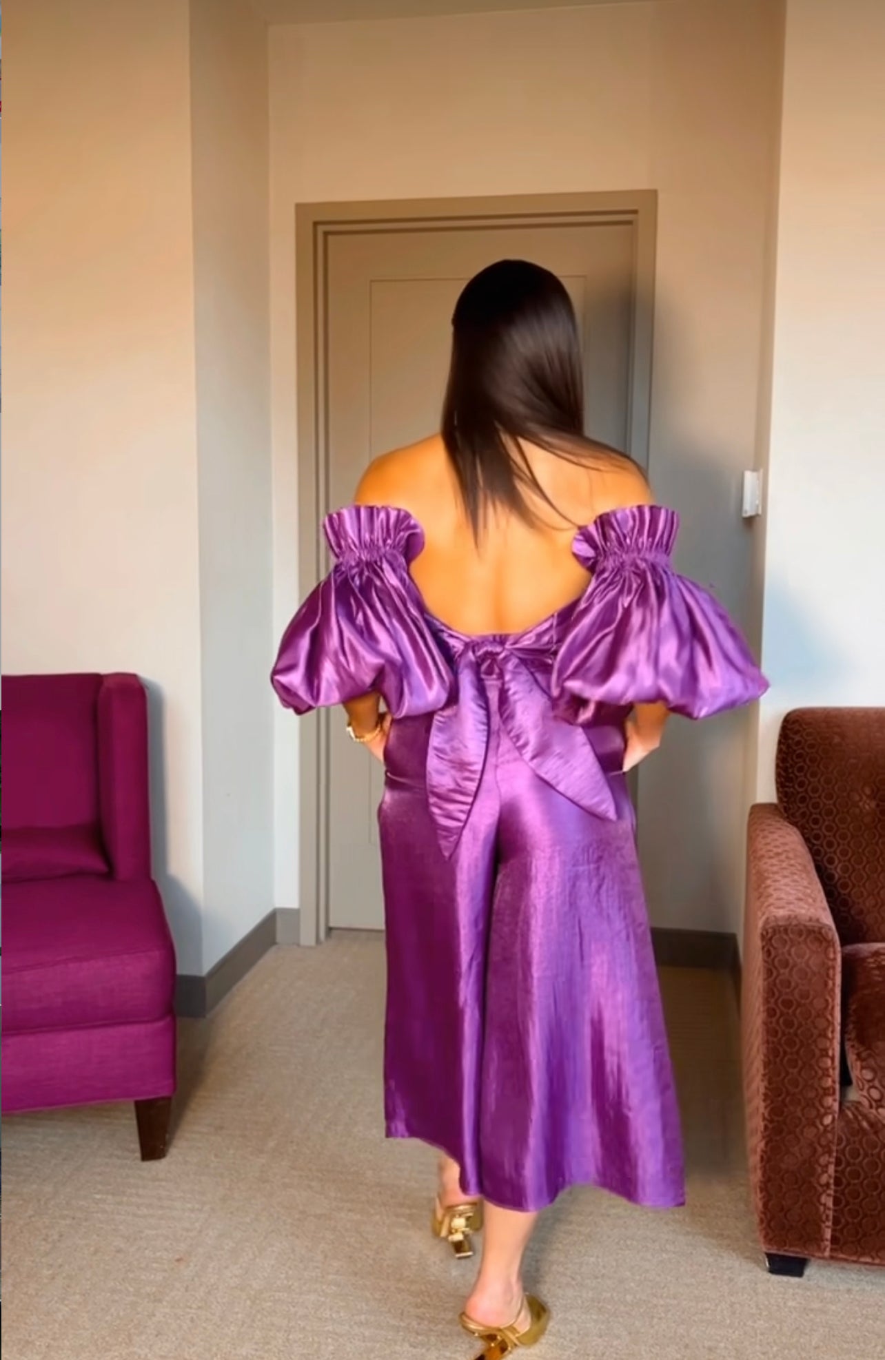 FR Palazzo Purple Midi Set